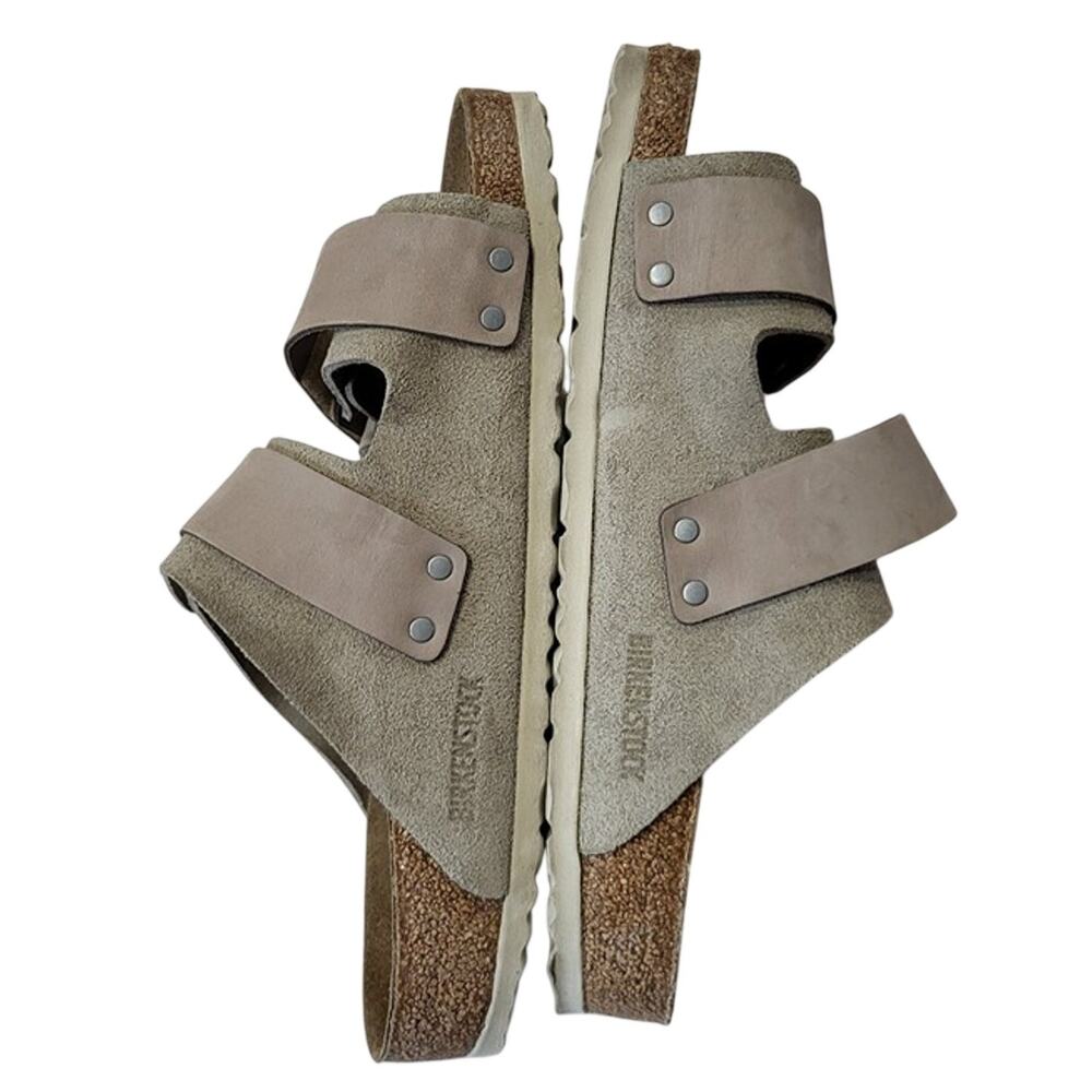 Birkenstock Men’s Taupe Suede Arizona Two-Strap Sandals